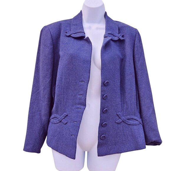 1940s Vintage Bespoke Wool Jacket L/XL Eggplant Purple Tailored Waist - Picture 2 of 13